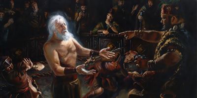 Abinadi Testifying before King Noah, by Jeremy Winborg.