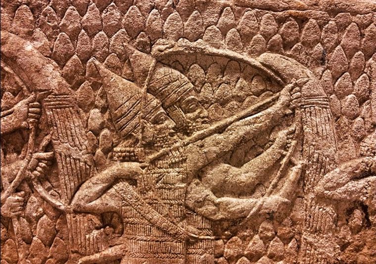 Assyrian relief of archers in battle