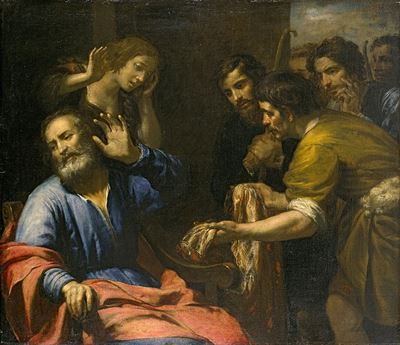 Joseph's Coat Brought to Jacob, by Giovanni Andrea de Ferrari. Oil on canvas, c. 1640, El Paso Museum of Art. Image and caption info via Wikimedia Commons.