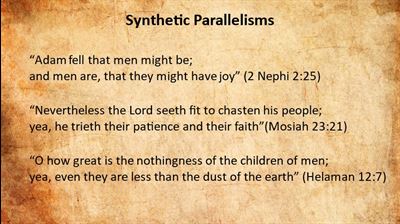 Examples of synthetic parallelisms in the Book of Mormon. Image via Evidence Central. Background via jooinn.com.