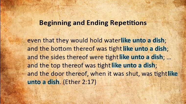 Example of beginning and ending repetition in the Book of Mormon. Image via Evidence Central. Background via jooinn.com.