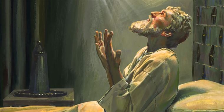The heavens open and Lehi sees a vision. Image via churchofjesuschrist.org.