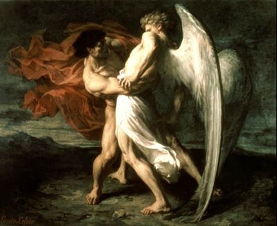 Jacob Wrestling with the Angel, by Alexander Louis Leloir. Image via Wikimedia Commons.