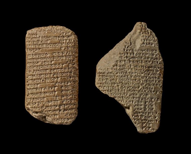 Clay tablets containing the Armarna letters, written in cuneiform. Image via British Museum.