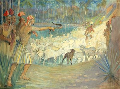 “Ammon Saves the King's Flocks” by Minerva Teichert