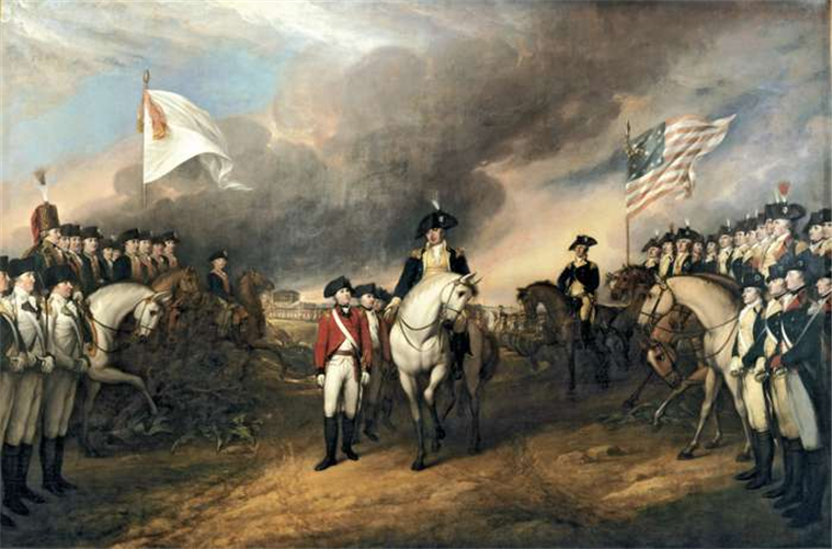 Surrender of Lord Cornwallis. Illustration by John Trumbull. Image via Wikipedia.org.