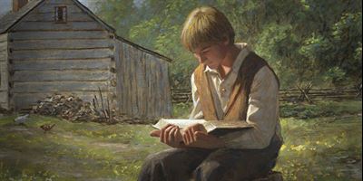 Illustration of Joseph Smith reading the bible by Jon McNaughton.