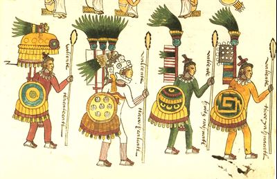 Aztec Warriors. From the Codex Mendoza, folio 67. Image via ancient.eu.